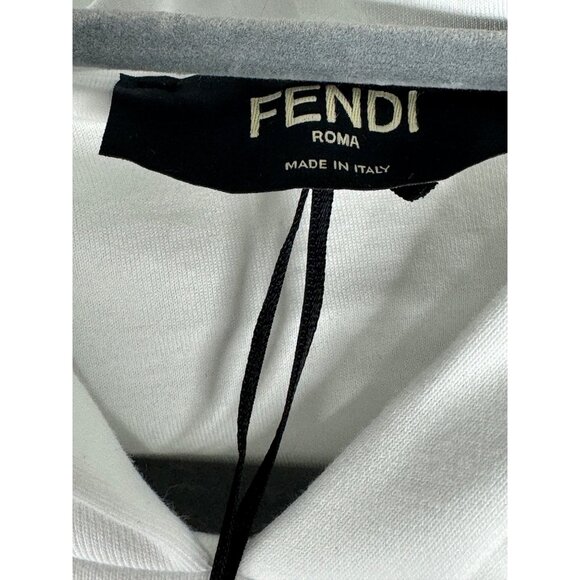 Fendi Men's White Monogram Insert Hoodie Sweatshirt Jersey White Brown Size S NW - Picture 6 of 14